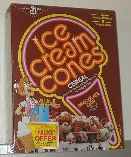 ice cream cone cereal 80s Food, Discontinued Food, Vintage Cereal, Kids Cereal, Cereal Brands, Nostalgic Candy, Cereal Killer, Chocolate Chip Ice Cream, Cereal Boxes