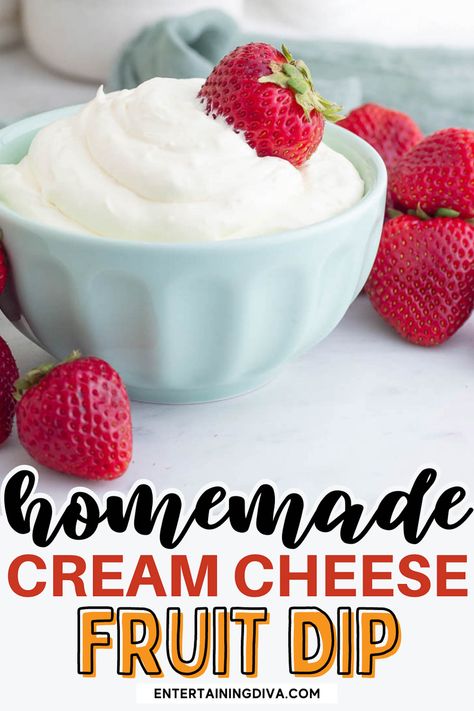 Made with only 3 ingredients, this cheesecake fruit dip is super easy to make. Whipping cream makes it light and fluffy while a little powdered sugar adds some sweetness. Great for dipping strawberries or raspberries. Cheesecake Fruit Dip, Dipping Strawberries, Cream Cheese Fruit Dip Recipe, Fruit Charcuterie, Cheesecake Fruit, Fruit Dip Recipe, Easy Fruit Dip, Cream Cheese Fruit Dip, Fruit Dips