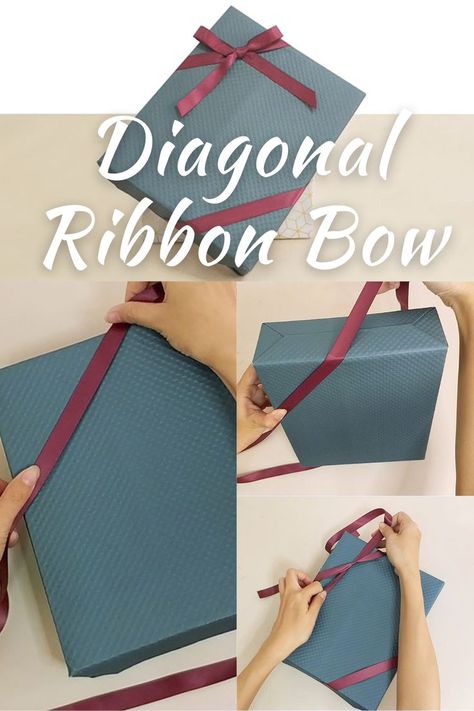 Techniques for tying diagonally ribbon for gift wrapping. 🎁 #giftbow #giftwrapping #gift #gifts #giftwrappingideas #giftbox #christmas #gifting #handmade #wrapping #giftboxes #giftpackaging #wrappinggifts #packaging Diagonal Ribbon On Gift, Tie Ribbon On Gift, Bow On Gift, Ribbon On Presents, Tying Ribbon, Ribbon For Gift Wrapping, Tie Box, Ribbon For Gift, Ribbon Box