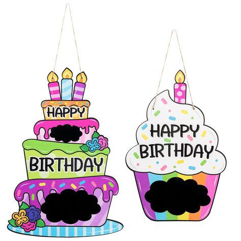 PRICES MAY VARY. Birthday Themed Design: The cake wooden door sign set features a beautiful and festive birthday cake happy birthday design, perfect for adding a touch of celebration to birthday and other party. Suitable Size & Good Material: The laminated cake door sign size: 15.7 x10.7 inches; cupcake door sign size: 14x9 inches. Made from high-quality wood, this door sign set is built to last and withstand the wear and tear of party use. Personalized Name Sign: The colorful happy birthday cak Sign For Door, Colorful Birthday Cake, Wood Door Sign, Happy Birthday Sign, Homemade Signs, Backdrop Decor, Happy Birthday Design, Hanger Decor, Happy Birthday Signs