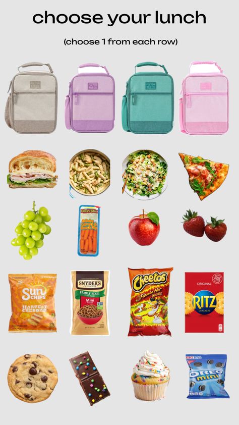 choose your lunch #school #lunch #lunchideas #schoollunch #inspo Choose Your Lunch, Lunch Inspo For School, Highschool Lunch Ideas, School Lunch Aesthetic, School Lunch Ideas For High Schoolers, School Lunch Ideas For Teens, Lunch Snack Ideas, Quick School Lunches, High School Lunches