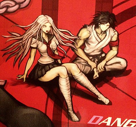 Sakura Oogami and her deceased boyfriend. Dangan Ronpa. Spike Chunsoft, Danganronpa Trigger Happy Havoc, Japanese Video Games, Danganronpa 1, Dangan Ronpa, Otaku Mode, Trigger Happy Havoc, Having No Friends, Trigger Happy