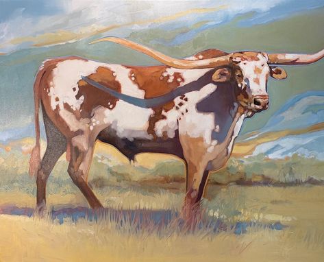 Peggy Judy on Instagram: “Almost finished! 24x30 oil on canvas #bull #longhorncattle #longhorns #texaslonghorns #cattle #wip #western #westernart #oilpainting” Peggy Judy, Longhorn Painting, Long Horns, Longhorn Cattle, Longhorn Cow, Long Horn, Painting Series, Cowboy Art, Cow Art