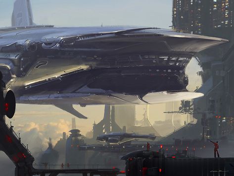 Sci Fi Spaceships, Sci Fi Ships, Space Artwork, Spaceship Art, Spaceship Design, Concept Ships, Futuristic Art, Futuristic City, Landscape Scenery