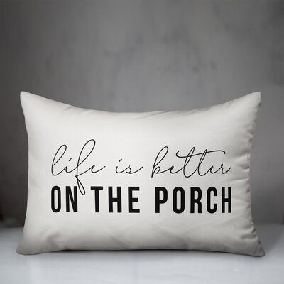 Pillow Sayings, Porch Pillows Outdoor, Porch Pillows, Porch Sayings, Black And White Front Porch Decor, Patio Swing, Porch Furniture, Front Porch Decorating, Modern Farmhouse Decor