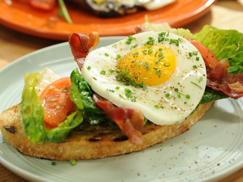 B.E.L.T (Bacon, Egg, Lettuce and Tomato) recipe from Geoffrey Zakarian via Food Network Geoffrey Zakarian, The Kitchen Food Network, Tomato Recipe, Best Brunch Recipes, Bacon Egg, Top Recipes, Tomato Recipes, Breakfast Food, An Egg