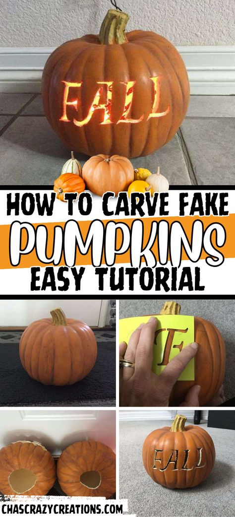 Carve Fake Pumpkin, How To Carve Plastic Pumpkins, How To Carve Fake Pumpkins, Carved Foam Pumpkins, Carving Fake Pumpkins, Carving Plastic Pumpkins, Decorating Fake Pumpkins, Fake Pumpkin Carving Ideas, Pumpkins Carving