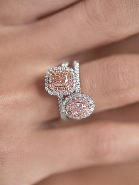 Fancy Pink Oval Diamond Ring by J FINE Pink Diamond Halo Ring, Pink Diamonds Engagement, Pink Diamond Engagement Ring, Colored Diamond Jewelry, Cushion Diamond Ring, Pink Cushion, Pink Diamond Ring, Argyle Diamonds, Oval Diamond Ring