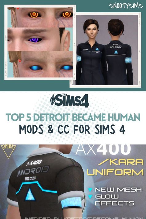 Detroit Became Human is an awesome video game title with exciting gameplay and great surprises. It’s a movie-like experience with the story being the major element of everything. There are great characters in there that are worth checking out. I’ve spoken to many Sims 4 players who’ve also enjoyed Detroit Became Human. Sims 4 Detroit Become Human, Dbh Sims 4 Cc, Sims 4 Detroit Become Human Cc, Sims 4 Tips, Goth Family, Best Sims 4 Mods, Detroit Become Human Game, Sims 4 Cheats, Sims 4 Cc Eyes