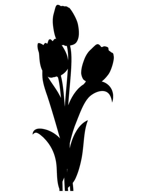 Tulips Silhouette, Tulip Template, Stensil Bunga, Tulip Silhouette, Hospital Building, Shadow Drawing, Chalk Wall, Flower Silhouette, Botanical Tattoo