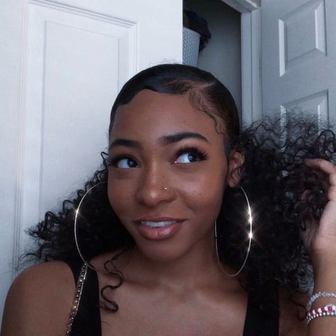 Melanin Hairstyles, Curly Drawstring Ponytail, Slick Hair, Slick Ponytail, Thick Natural Hair, Help Hair Growth, Slicked Back Ponytail, Sleek Bun, Really Long Hair