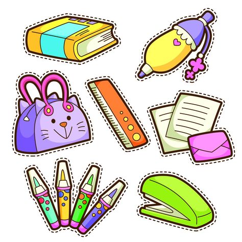 Utiles escolares Back To School Pictures, Penanda Buku, School Tool, School Clipart, School Sets, School Stickers, School Pictures, Kawaii Drawings, Journal Stickers