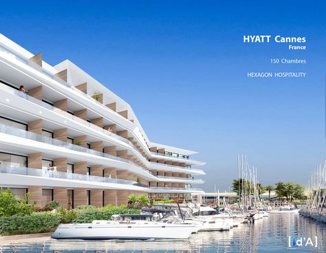 Facing the sea, in the French RivieraThe luxurious Hyatt Hotel will develop 152 rooms and suites Balconies Design, Modern Facades, Hotel Design Architecture, Hyatt Hotel, Hotel Facade, Seaside Hotel, Balcony Design Ideas, Marsa Alam, Resort Architecture