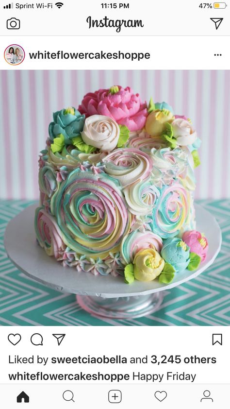 Buttercream Tips, White Flower Cake, White Flower Cake Shoppe, Colorful Cake, Cake With Flowers, Mini Torte, Cupcake Decorating, Unique Birthday, Cake Icing