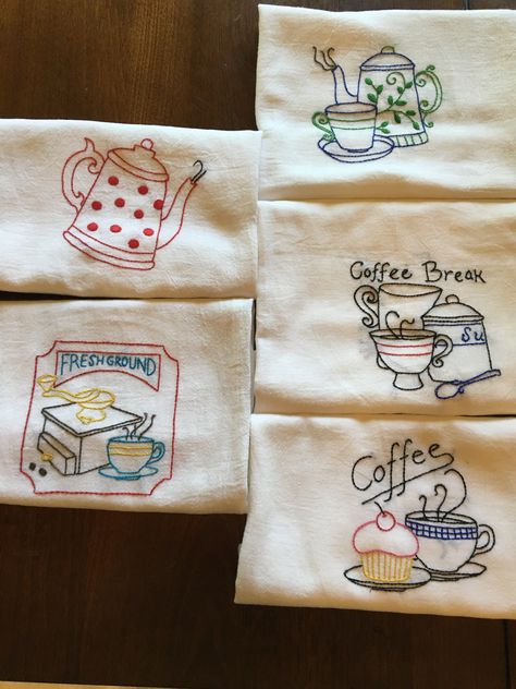 I recently rediscovered my love for embroidery. I used the iron on patterns from Aunt Martha's. These are on tea towels purchased at Dollar General and Target. Tea Towel Embroidery Patterns, Kitchen Towel Embroidery Ideas, Embroidered Tea Towels Diy Hand Embroidery, Embroidery Kitchen Towels Patterns, Hand Embroidery Kitchen Towels, Embroider Tea Towels, Kitchen Towel Embroidery, Embroidery Kitchen Towels, Embroidered Tea Towels