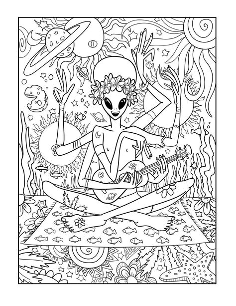 Trippy Colouring Pages, Cartoon Coloring Pages For Grown Ups, Trippy Coloring Pages Printable, Weird Coloring Pages, Cool Coloring Pages For Grown Ups, Hippie Coloring Pages, Cricut Drawing, Trippy Coloring Pages, Graphic Design Drawing