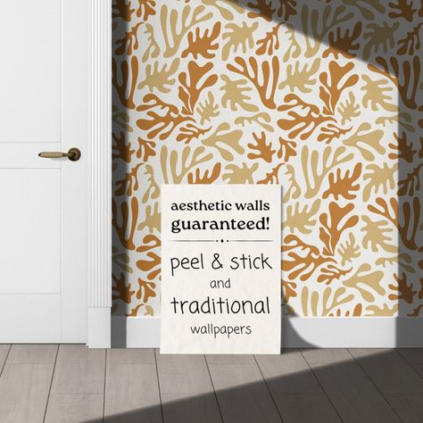 Funky Orange Matisse Wallpaper | Retro Abstract Bedroom Bathroom | Removable Peel Stick, Prepasted | 60s 70s Aesthetic Decor Matisse Wallpaper, Abstract Bedroom, 60s 70s Aesthetic, 70s Wallpaper, Wallpaper Retro, 70s Aesthetic, Time Skip, Retro 60s, Retro Abstract