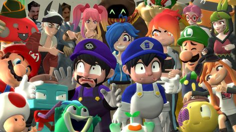 Desti Smg4, Friend Group Art, Smg34 Ship Fanart, Smg4 And Smg3, Smg4 Mario, Smg4 Fanart, Smg4 Crew, Campfire Songs, Glitch Productions