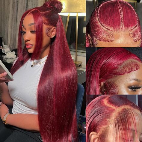 PRICES MAY VARY. 🎀 13x4 Hair Material:100% Unprocessed Brazilian Virgin Human Hair, 13x4 Straight 99J Burgundy Lace Front Wigs Human Hair, No Any Blends, No Any Synthetic, Natural, Soft and Healthy, No Any Synthetic, Natural, Soft and Healthy 🎀 99J Burgundy Lace Frontal Wigs Advantage: 13x4 Swiss Lace Straight Wig Around, Tangle&Shedding Free, Healthy&Natural, No Smell, 180% Density, 9A Pre Plucked Hairline with Baby Hair, Can be Premed, Curly and Restyled 🎀 Lace Wigs: 13x4 Inch Around 22.5 I Straight Wigs, Human Hair Color, Lace Front Wigs Human Hair, Straight Lace Front Wigs, Wigs Human Hair, Hair Straight, Burgundy Lace, Swiss Lace, Wigs For Women