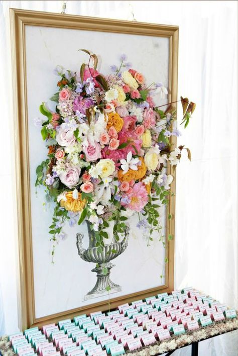 Here's a clever and somewhat cheeky idea: adding faux flowers to a floral painting, for just a little extra texture. Flower Bomb, Ny Wedding, Atlanta Wedding, Arte Floral, Faux Flowers, Real Flowers, Flower Wall, Diy Art, Floral Art