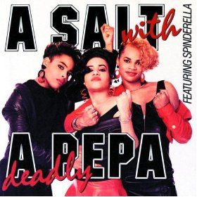 Salt-n-Pepa - "A Salt With A Deadly Pepa" (1988)  Members: Cheryl "Salt" James, Sandra "Pepa" Denton and Deidra "DJ Spinderella" Roper Salt N Peppa, Salt N Pepa, Girl Dj, Rap Albums, Black Entertainment, Real Hip Hop, Twist And Shout, Hip Hop Albums, Push It