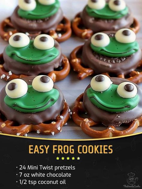 Air Fryer Recipes For Beginners | Easy Frog Cookies - Chocolate Covered Oreos and Pretzels | Facebook Oreo Frogs, Frog Cookies, Pioneer Woman Ree Drummond, Pop Up Cafe, Taco Bake, Cookie Cakes, Mini Pretzels, Fall Snacks, Covered Oreos