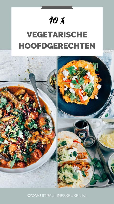 Dit lijstje met vegetarische hoofdgerechten bied je voldoende inspiratie voor lekkere en makkelijke vegetarische gerechten. Er staan tientallen vegetarische hoofdgerechten op onze site, dus het was nog best lastig om tot een lijstje van 10 stuks te komen. Van een tomatenstoof tot een zoete aardappel stamppot en van saag paneer tot een groene shakshuka. Je vindt het in deze blog. | vegetarische recepten vegetarische recepten hoofdgerecht vegetarische hoofdgerechten | makkelijk Vegetarische Diners, Saag Paneer, Vegas Food, Poke Bowl, Diner, Good Food, Bowl, Ethnic Recipes