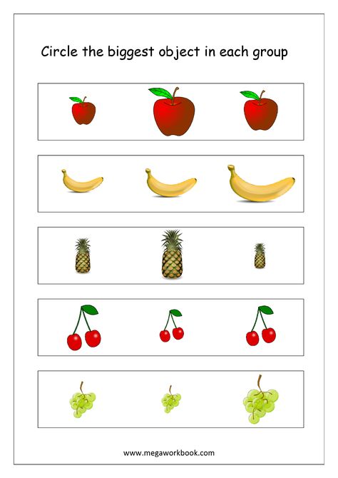 Free Printable Big and Small Worksheets - Size Comparison - Logical Reasoning & Aptitude Worksheets For Kindergarten/Preschool - MegaWorkbook Big And Small Objects Worksheets, Big And Small Worksheets Kindergarten, Big And Small Worksheets For Preschool, Big And Small Worksheets, Mental Maths, Elementary Worksheets, Measurement Worksheets, Fun Worksheets For Kids, Logical Reasoning