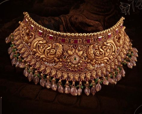 Antique Choker Designs Bridal, Heavy Choker Necklace Gold, Chokar Gold Set, Neck Choker Designs Gold, Thewa Jewellery, Necklace Set Indian Bridal Jewelry, Indian Gold Necklace Designs, Gold Jewelry Prom, Choker Jewellery