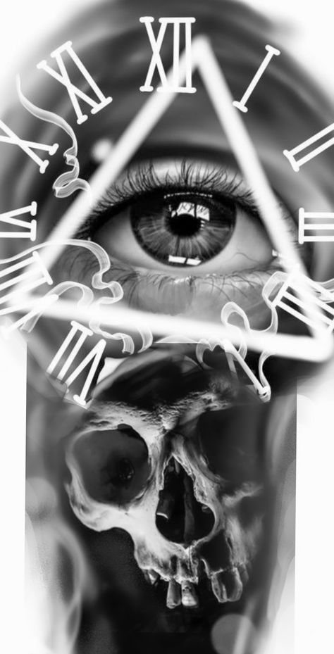 Skull And Eye Tattoo Design, Eye Skull Tattoo, Realistic Eye Tattoo, Tatuaje Cover Up, Compass Tattoo Men, Eyeball Tattoo, Choose Her, Clock Tattoo Design, Life Drawing Reference