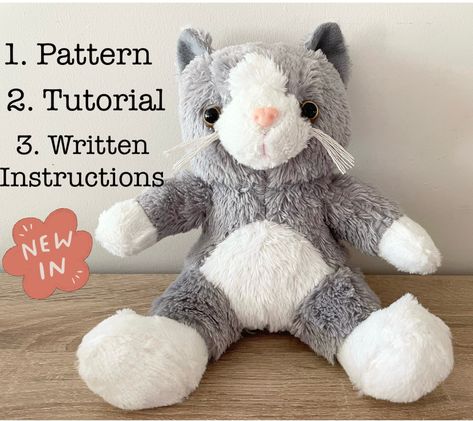 Adorable Teddy Bear DIY Pattern (Digital File), Online Tutorials and Written Instructions Pattern, Online Tutorials and Written Instructions are for making your own plush teddy bear as shown in the pictures. Bear size is approx. 21cm (H) x 25cm (W) when finished. Once purchased, you will receive an email confirmation and receipt. A link for PDF files will be sent to your email automatically and instantly through the Etsy system. You can then download the files. The PDF files include: 1. Pattern, which is in actual size as seen in the YouTube video 2. Written Instructions, total 6 pages with pictures 3. Online Tutorial for beginners. This video is longer and has detailed sewing step-by-step instructions. 4. Online Tutorial for experienced sewers. This video is simple and quick. Digital F Plush Diy, Cutie Cat, Cute Sewing Projects, Diy Sewing Pattern, Cat Doll, Online Tutorials, Plush Pattern, Cat Plush, Teddy Bear Plush