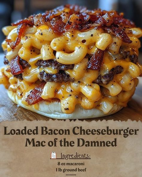 🔥 **Loaded Bacon Cheeseburger Mac of the Damned** 🔥 Picture this: It’s a chilly evening, and you’re craving something **hearty, cheesy**, and packed with **soul-warming flavor**. Then *bam* 💥, you’ve got the **ultimate comfort dish**—a mac and cheese so devilishly good, it might just be **haunting your dreams tonight**! 👻🥓🍔🧀🍝 Imagine diving into a bowl of **creamy macaroni** loaded with juicy ground beef, crispy bacon strips, and a blend of cheddar and mozzarella that stretches with every b... Loaded Mac And Cheese Bowls, Bacon Cheeseburger Mac And Cheese, Cheeseburger Mac, Beef Steak Recipes, Easy Rice Recipes, Chicken Sandwich Recipes, Real Magic, Bacon Cheeseburger, Favorite Recipes Dinner