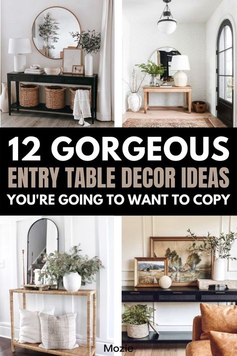 Console Table Decor Modern, Entryway Console Table Decorating, Entry Console Table Decor, Entry Table Decor Ideas, Side Table Decor Living Room, Front Entry Tables, Foyer Table Decor, Small Entry Tables, Modern Entry Table