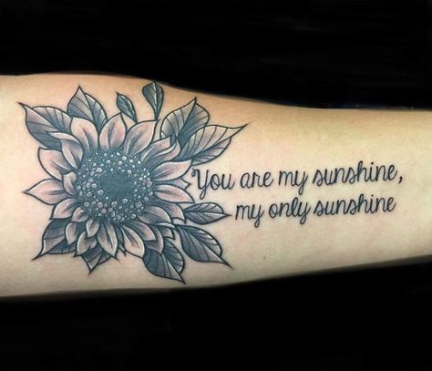 Sunshine Tattoo Ideas, My Sunshine Tattoo, Tattoo Ideas Meaningful, Daisy Tattoo Designs, Guitar Tattoo Design, Sunshine Tattoo, Simple Tattoos For Women, Verse Tattoos, Remembrance Tattoos