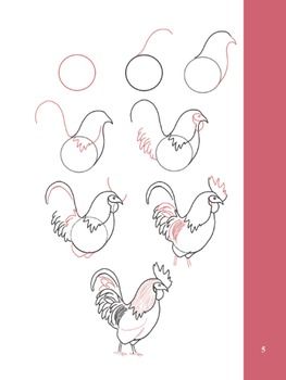 190 Patterns For Birds, Bears, Bunnies And Mice Ideas In 2022 92D Rooster Painting, Acrylic Art Projects, Rooster Art, Chicken Art, Art Instructions, Art Drawings For Kids, Bird Drawings, Drawing Lessons, Art Drawings Sketches Simple