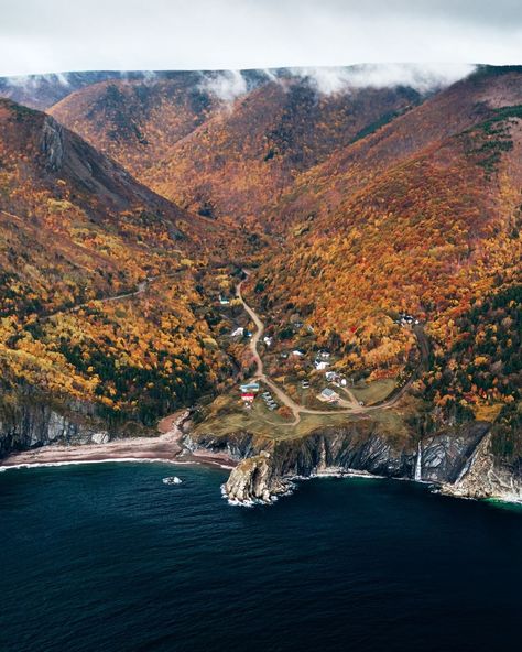 Cape Breton Island on Instagram: “Splendid shot from @stevint capturing Meat Cove Mountain in all its glory!  You too can see amazing views of the island from above with…” Island From Above, Small Community, Cape Breton Island, Helicopter Ride, Cape Breton, Autumn Colours, Amazing Views, Birds Eye View, Birds Eye