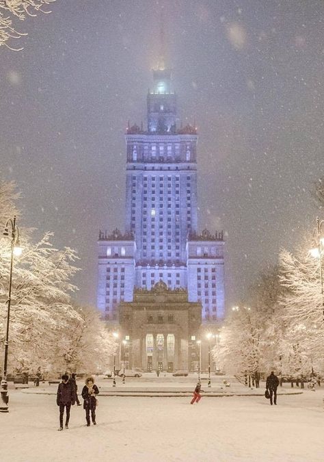 "The Palace of Culture and Science"  #Warsaw Poland (Winter 2016) How Beautiful! Poland Winter, Warsaw University, Warsaw City, Visit Poland, Poland Travel, Lodz, Warsaw Poland, Wroclaw, Winter Travel