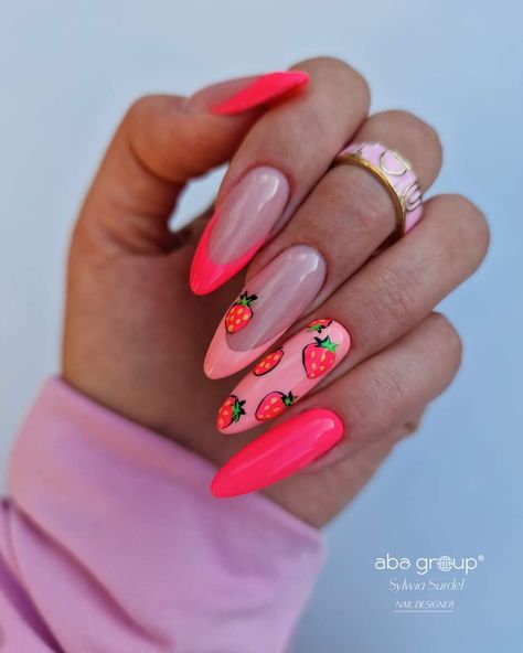 Rockabilly Nails, Strawberry Nail Art, Multicolored Nails, Watermelon Nails, Tie Dye Nails, Cherry Nails, Rainbow Nails, Nail Art Ideas, Best Nail