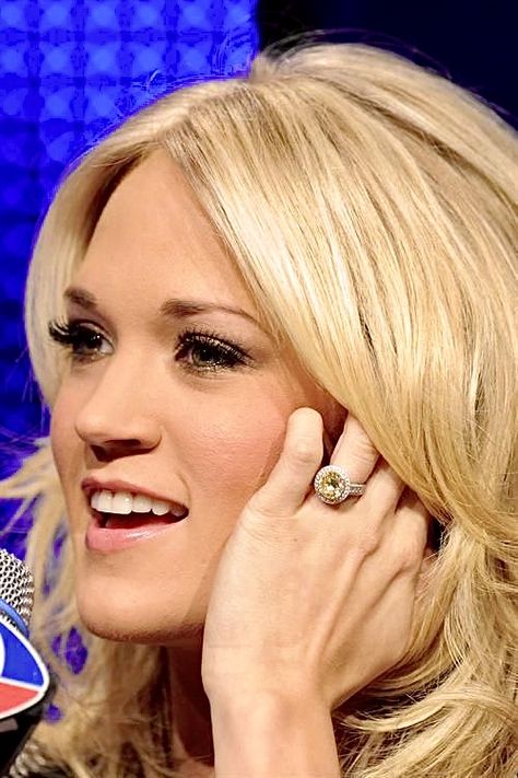 Carrie Underwood Ring, Carrie Underwood Wedding Ring, Carrie Underwood Engagement Ring, Carrie Underwood Wedding, Canary Diamond Engagement Ring, Celebrity Rings, Pale Makeup, Canary Diamond, Yellow Diamond Engagement Ring