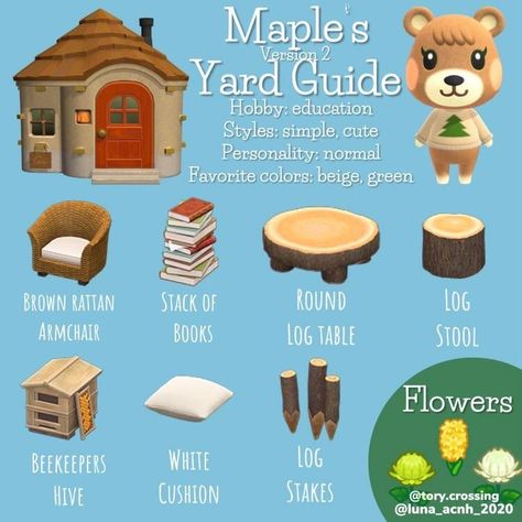 Beau Yard Guide Acnh, Marcie Yard Guide Acnh, Forestcore Acnh, Cosy Games, Acnh Tips, Acnh Yard, Animale Crossing, Acnh Villagers, Animal Crossing Guide