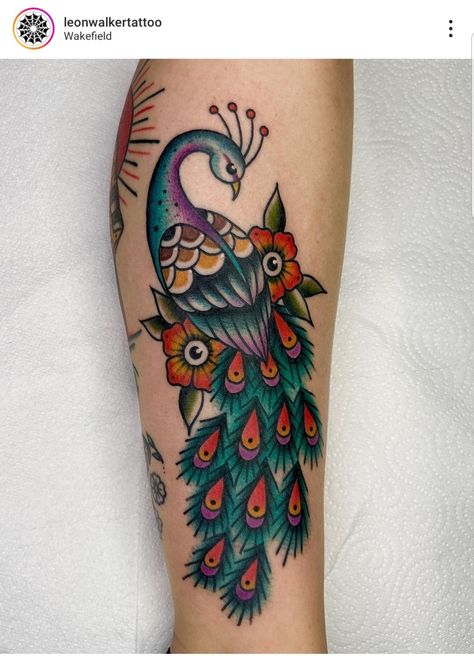 American Traditional Peacock, American Traditional Peacock Tattoo, Color Peacock Tattoo, Traditional Peacock Tattoo, Peacock Tattoo Designs, Traditional Tattoos Peacock, Peacock Tattoo Neo Traditional, Traditional Peacock Tattoo Design, Neotraditional Peacock Tattoo Design