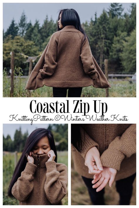 Coastal Zip Up Sweater Coat Knitting Pattern Quarter Zip Knitting Pattern, Free Knitting Patterns For Beginners Simple, Knit Zip Up Sweater Pattern, Witchy Knitting Patterns, Worsted Weight Knitting Patterns, Pullover Knitting Pattern Free, Knit Sweater Pattern Free, Knitted Jacket Pattern, Free Sweater Knitting Patterns