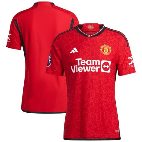 Get ready to root on the Red Devils with this Manchester United  2023/24 Home Authentic Jersey from adidas. You'll feel like you're taking the pitch at Old Trafford thanks to the authentic fit and feel. The updated Manchester United graphics and designs paired with AEROREADY technology will have you feeling great from the first to the 90th minute. Camisa Manchester United, Manchester United Shirt, Raphael Varane, Christian Eriksen, Anthony Martial, Adidas Country, Marcus Rashford, Soccer Uniforms, Shirt 2023