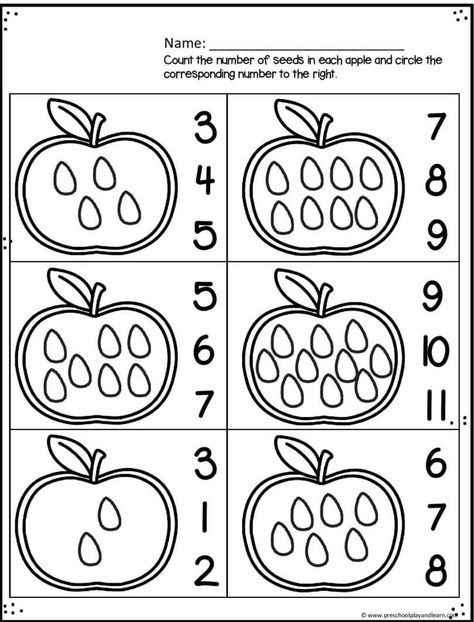 Apple Math Preschool, Preschool Apple Worksheets, Apple Math Worksheets, Preschool Apple Activities, Apple Kindergarten, Apple Lessons, Apple Math, Apple Preschool, Apple Activities