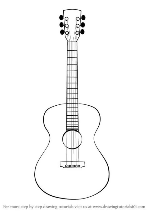 17 Guitar Drawing Ideas - How To Draw Guitar - DIYsCraftsy Guitar Simple Drawing, Acoustic Guitar Tattoo Design, Drawings Of Guitars, How To Draw A Guitar, Bass Guitar Drawing, Guitar Art Drawing, Acoustic Guitar Drawing, Simple Guitar Drawing, Guitar Drawing Easy