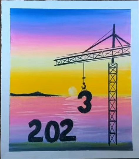 New year painting 💟 Happy New Year Painting Canvas, New Year Painting Ideas Easy, New Year Canvas Painting Ideas, New Year Drawing Ideas 2024, New Year Painting Ideas, New Year Drawings, New Years Painting, Happy New Year Painting, New Year Painting