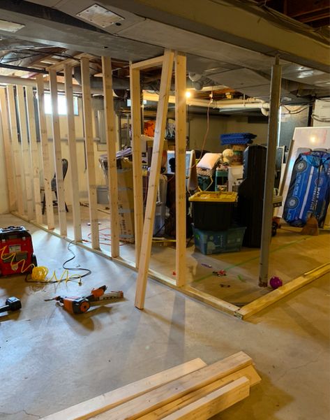 Basement Utility Room Ideas Unfinished, Unfinished Basement Makeover, Exposed Basement Ceiling, Concrete Basement Walls, Basement Remodel Ideas, Space Building, Unfinished Basement Ideas, Basement Decoration, Small Basement Remodel