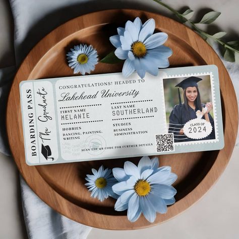 Adventure Awaits Graduation Party Theme, Travel Graduation Party Ideas, The Adventure Begins Graduation Party, Grad Card Ideas, Senior Grad Party, Plane Ticket Invitation, Senior Invitations, Senior Graduation Invitations, Graduation Inspiration