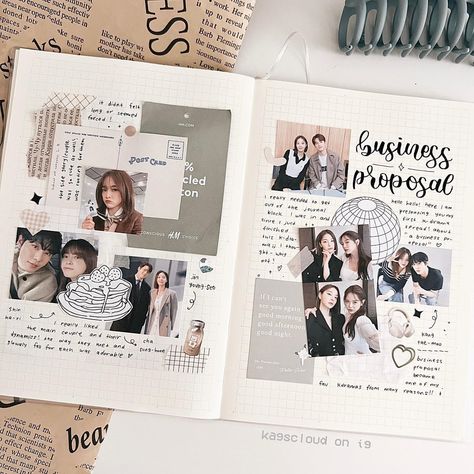 alice ◡̈ en Instagram: “🧺 › ♡˖° ꒰ a business proposal. slowly finding my way in k-drama journaling, it was a nice way to get out of the journal block I was in :,)…” Kdrama Collage, Straykids Journal, Skz Journal, Kdrama Journal, Drama Journal, Couples Journal, A Business Proposal, Finding My Way, Book Reading Journal