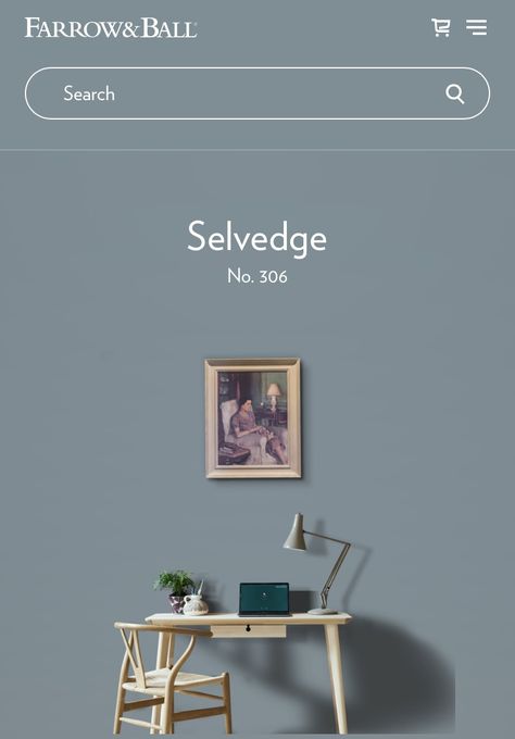 Selvedge Living Room, Farrow Ball Selvedge, Farrow And Ball Selvedge Bedroom, Selvedge Farrow And Ball, Farrow And Ball Selvedge, House Color Schemes Interior, Farrow Bal, Hallway Inspiration, Home Office Colors